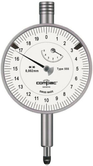 Reloj comparador de precisión Compac Lectura 0,002 mm, con protección contra golpes 5/58 mm